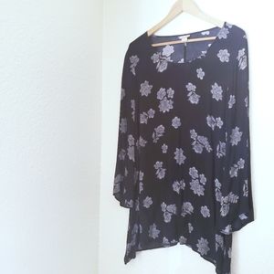 Mossimo Floral Black & White Beach Cover Up Dress